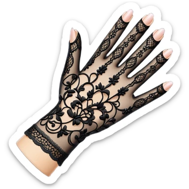 goth black lace glove sticker