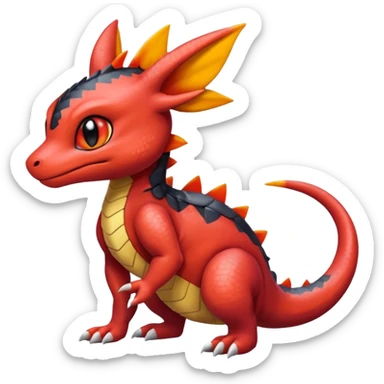 Cute Exotic Colorful Guilmon-Salandit-Umbreon-Charmeleon-Fakémon-hybrid-creature (full body)  sticker