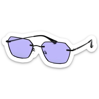 Retro-futuristic Y2K sunglasses with rimless colored lenses, metallic thin frames, 2000s cyber aesthetic sticker