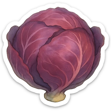 ghibli style red cabbage with soft shading and whimsical feel sticker