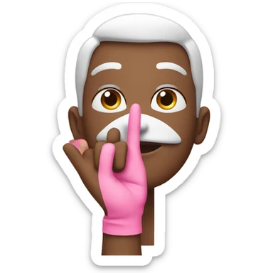 face giving a salute but wearing a pink cast on its salute hand sticker