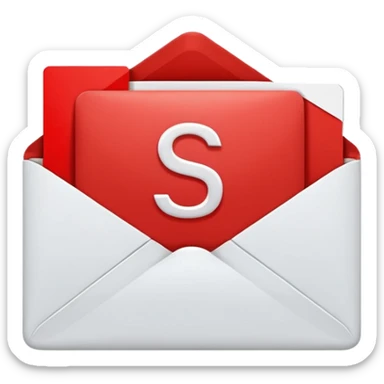 red envelope letter with white "S" logo sticker