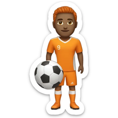 Soccer player in tangerine and orange kit sticker