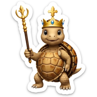 royal staff tortiose with scepter in left hand sticker