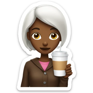 A girl with cold coffee sticker