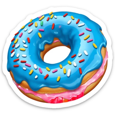 A donut with blue icing  sticker