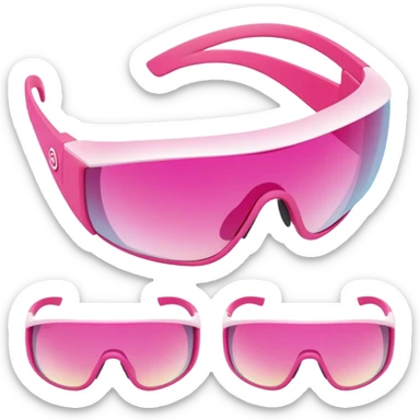 sporty pink shield visor sunglasses with thick ergonomic frame, chunky padded design, massive build, one-piece gradient lens sticker