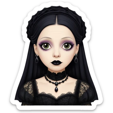 Lene Lovich like a gothic bride in dirty lace sticker