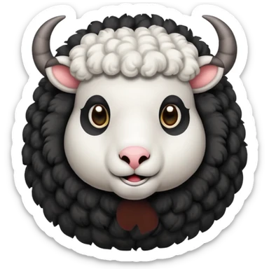 Black cute Sheep with Horns  sticker