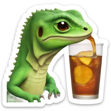 Lizard drinking sweet tea in the sun sticker