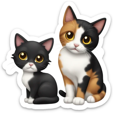 Calico cat and black cat sticker