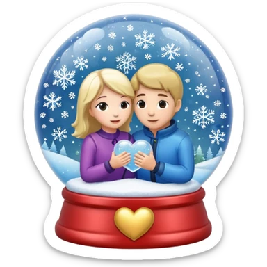 Heart-shaped snow globe sticker