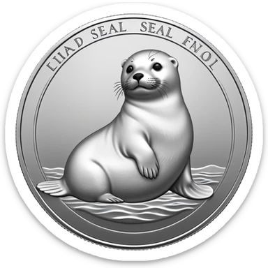 Make a coin engraved harp seal  whole body  sticker