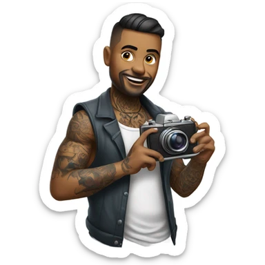 tattoo master with photo camera  sticker