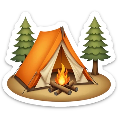 camping tent with campfire sticker