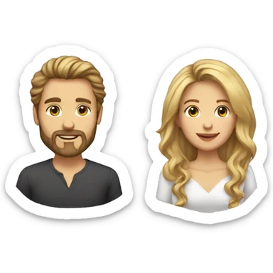 Woman-with-long-brown-waved-hair-and- blonde hair man with beard  sticker