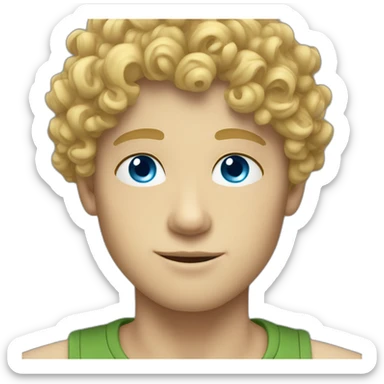 Curly short Blond hair blue eyes young male face sticker