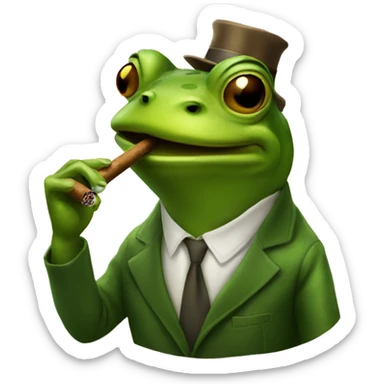 A frog smoking a cigar sticker