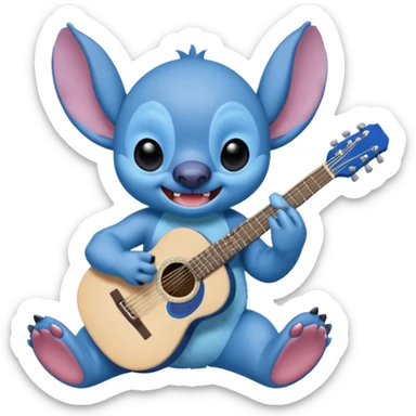 Stitch and guitar sticker