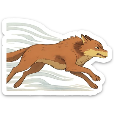ghibli style wind or fast animal in motion sticker