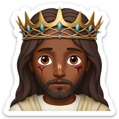 Dark skin Jesus thorn crown injuries  sticker
