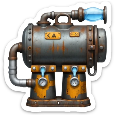 Realistic war machine with water pressure sticker