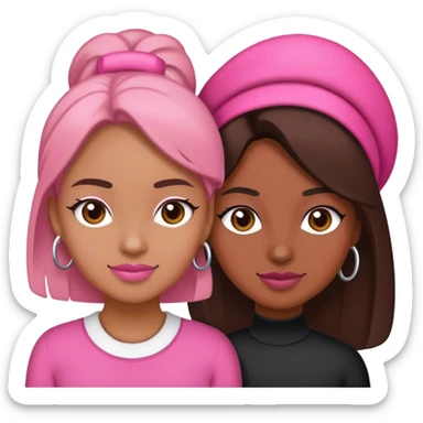 Pink and white brownskin bestie and pink and black brownskin bestie  sticker