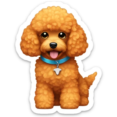 Golden toy poodle with orange shark fin sticker