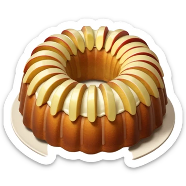 Bundt cake filled with sliced apples in the middle sticker