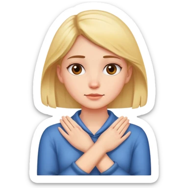 girl crossing her hands around her neck sticker