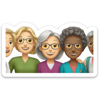 Classmates Reunion with older lady teacher sticker
