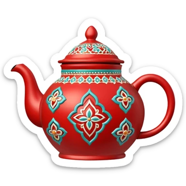 moroccan style ornamented red teapot sticker