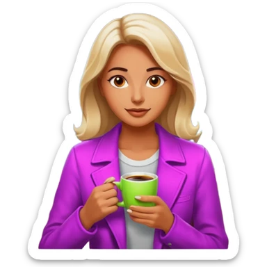 Woman with coffee , coffe shop with  neon glow, Midnight Wander. negative transparency . sticker