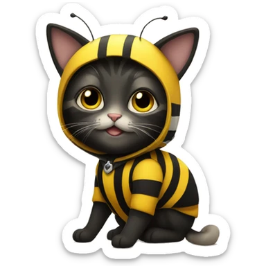cat in a bumblebee costume sticker