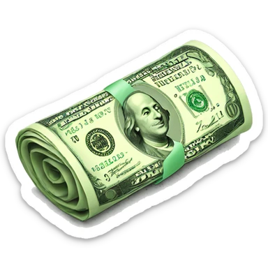 Rolled up dollar bill sticker