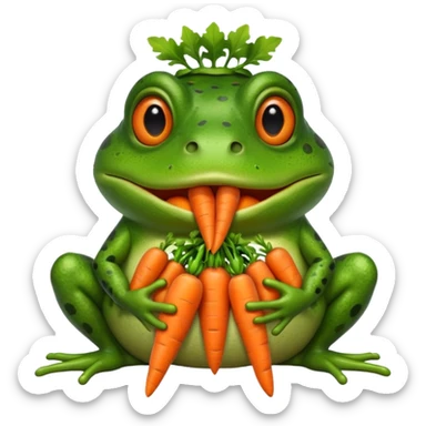 Giant Frog with Carrots stuffed in his mouth sticker