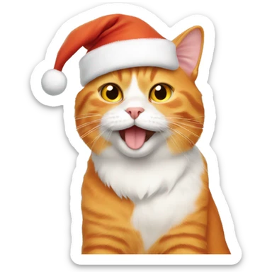 orange cat with santa hat sticker