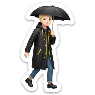 black Raincoat Pedestrian  sticker