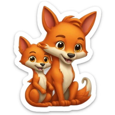 Un renard et un bébé dragon sticker