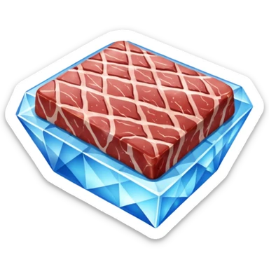 Meat with diamond textur and blue color sticker