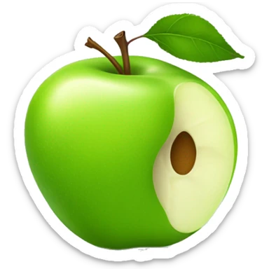 Green Apple with few leafs  sticker