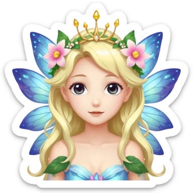 Pretty cute anime Fairy of flower lady goddess ethereal divine shiny sparkly pretty beautiful  sticker