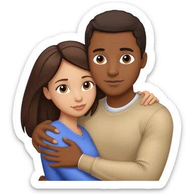 Black man tight hug brunette woman sticker