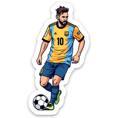 Lionel Messi soccer player with Argentine jersey number 10 sticker