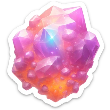 Pastel iridescent nebula crystal cluster pink and orange sticker