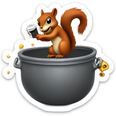 A mad squirrel dropping a phone in a vat of acid ￼ sticker