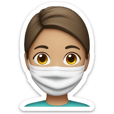 girl with brown hair in towel wearing face mask sticker