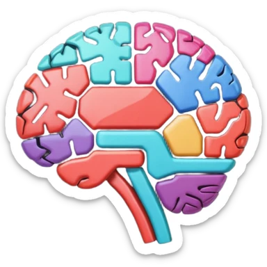 Stylized brain illustration with YouTube logo elements integrated, neural network nodes forming play button shape, digital art style, vibrant color palette, professional icon design, square format sticker