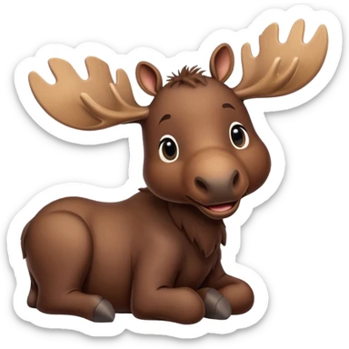 A high-resolution digital illustration of a baby moose in a clean, semi-realistic style. The baby moose is shown facing sideways head tilted  sticker