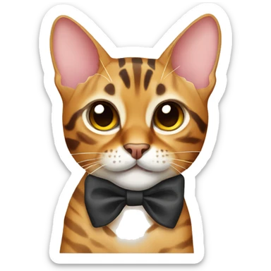 bengal cat wearing a bow sticker